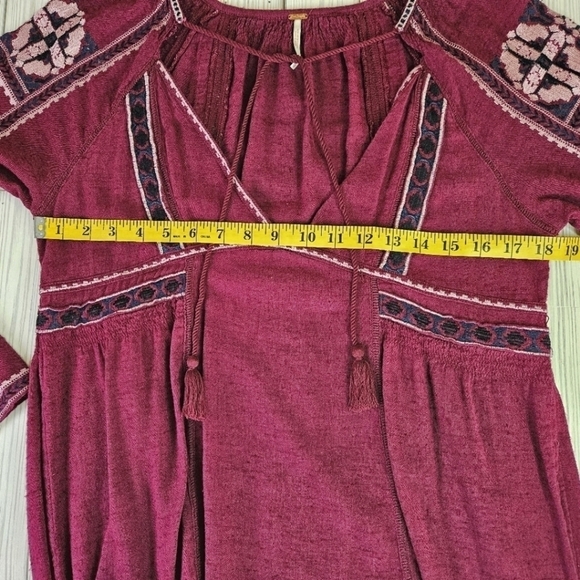Free People All My Life Embroidered Mini Dress in Bugundy Wine Size Small - Picture 7 of 12